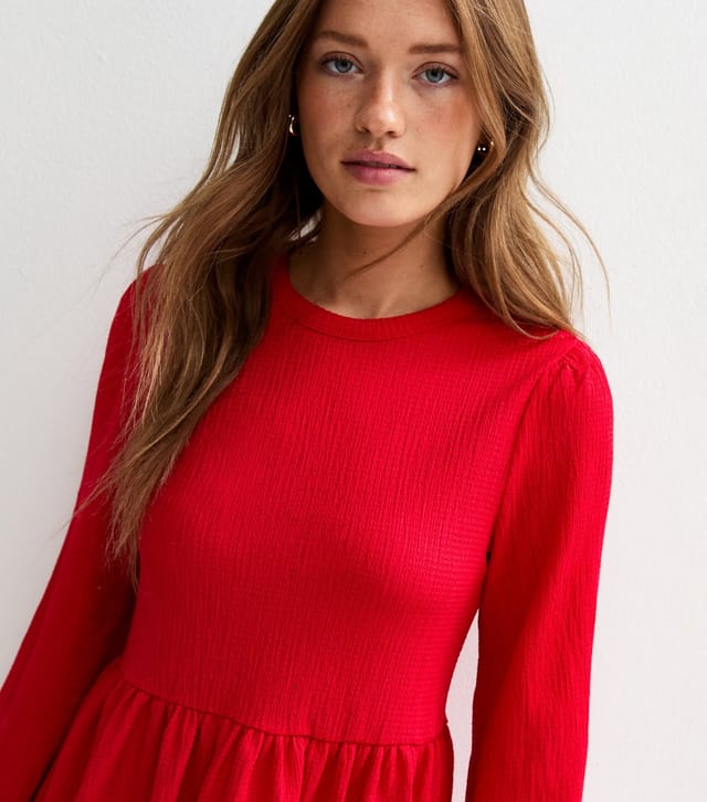 New Look Women's Red Crinkled Mini Smock Dress New Look - 3
