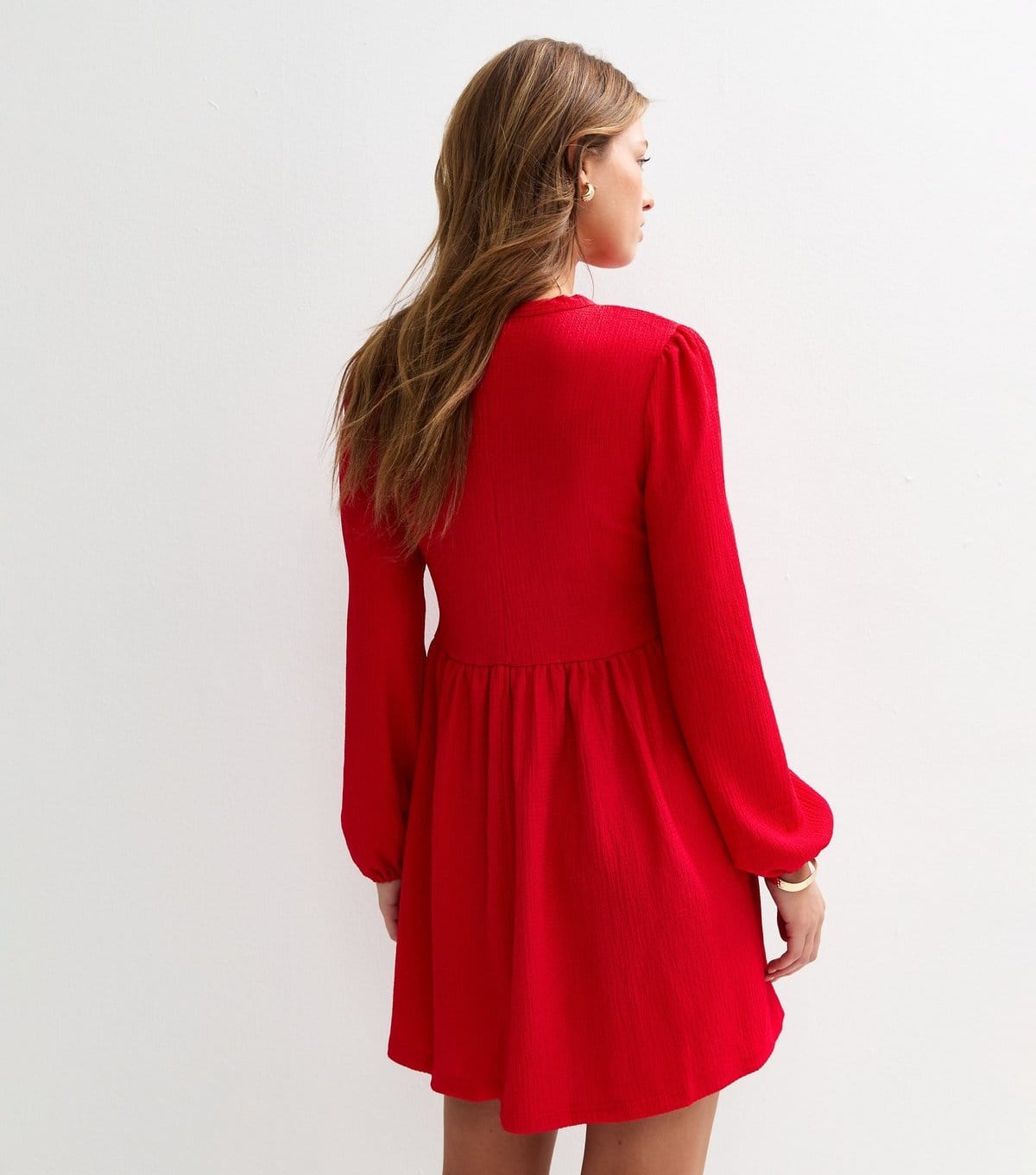 New Look Women's Red Crinkled Mini Smock Dress New Look - 4