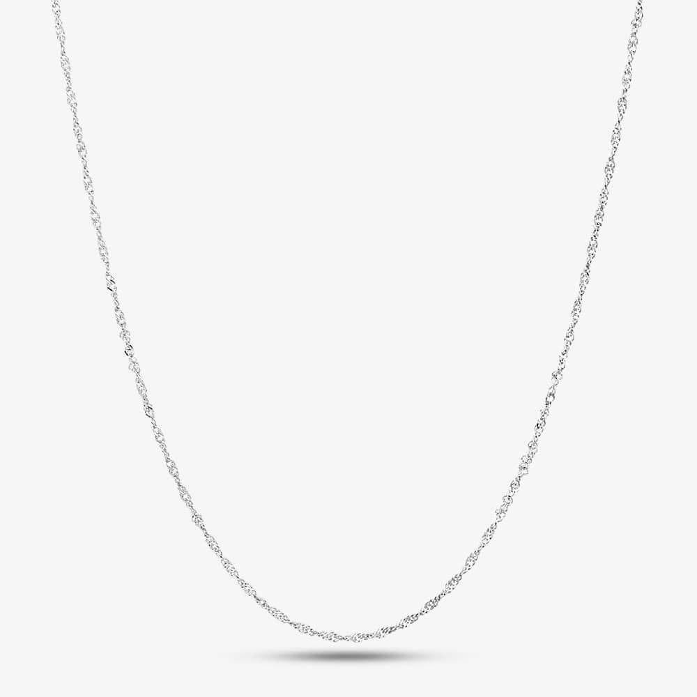 T.H.Baker T.H.Baker Women's 9ct White Gold 18 Inch Twist Curb Chain 5-13-1614 in Silver
