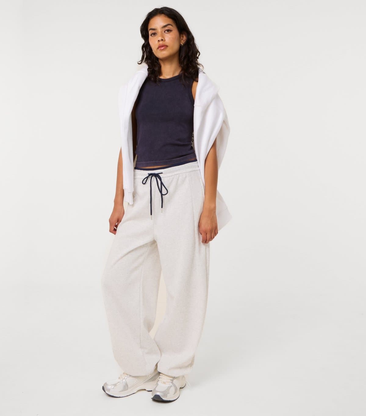 Pink Vanilla Women's Grey Drawstring Wide Leg Joggers Pink Vanilla New Look