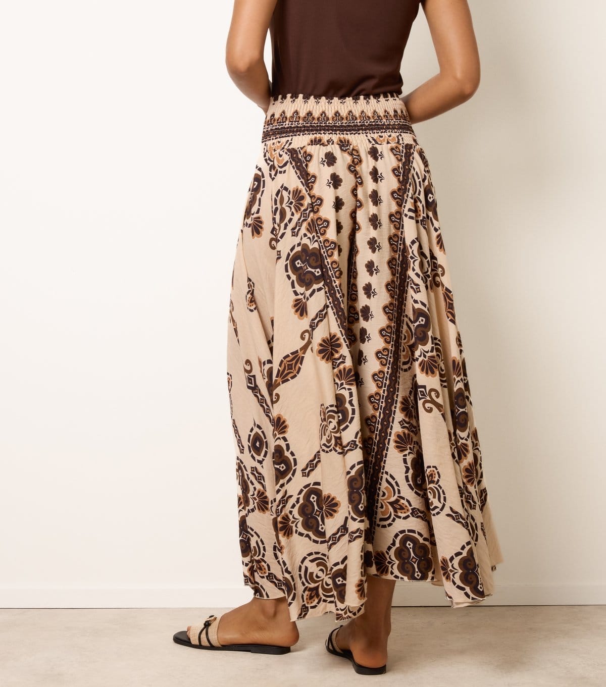Blue Vanilla Women's Brown Paisley Deep Waist Flow Trousers Blue Vanilla New Look - 4