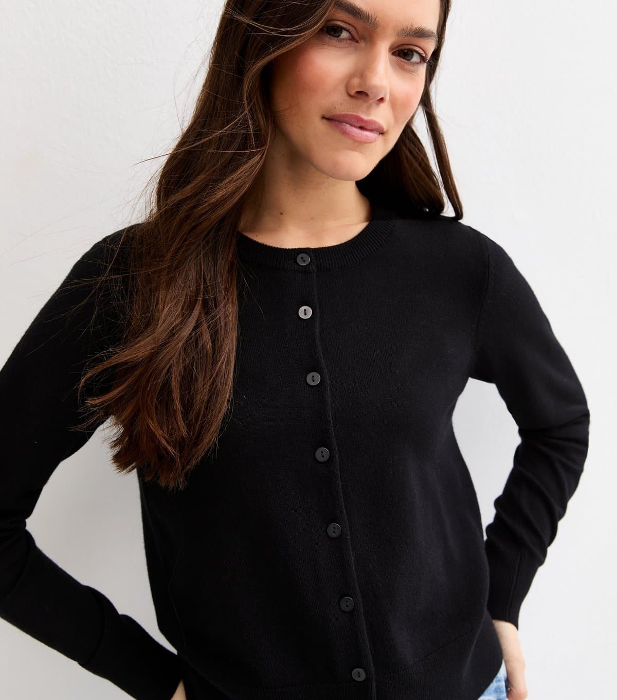 New Look Women's Petite Black Lightweight Jersey Crew Cardigan New Look