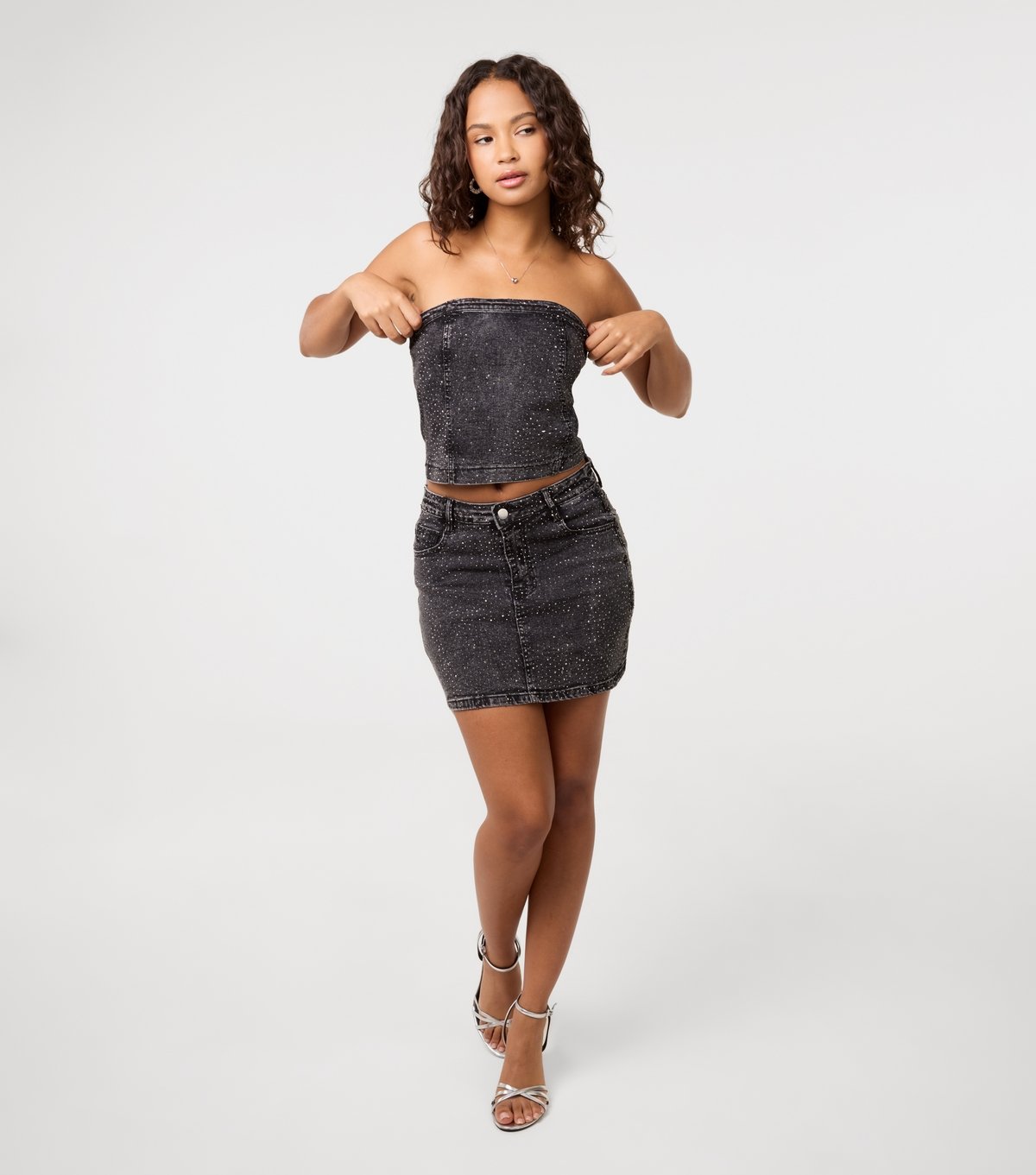 Pink Vanilla Women's Black Denim Strapless Top Pink Vanilla New Look - 2