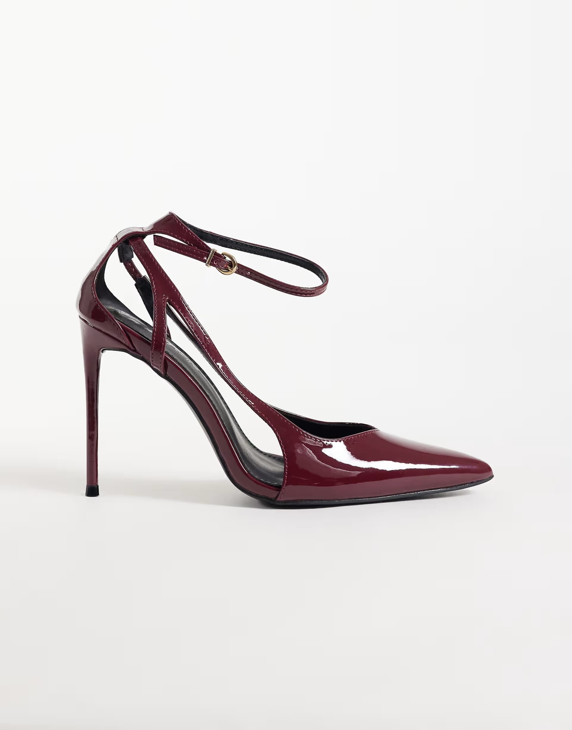 ASOS Public Desire Wide Fit Allegedly heeled court shoes in burgundy patent