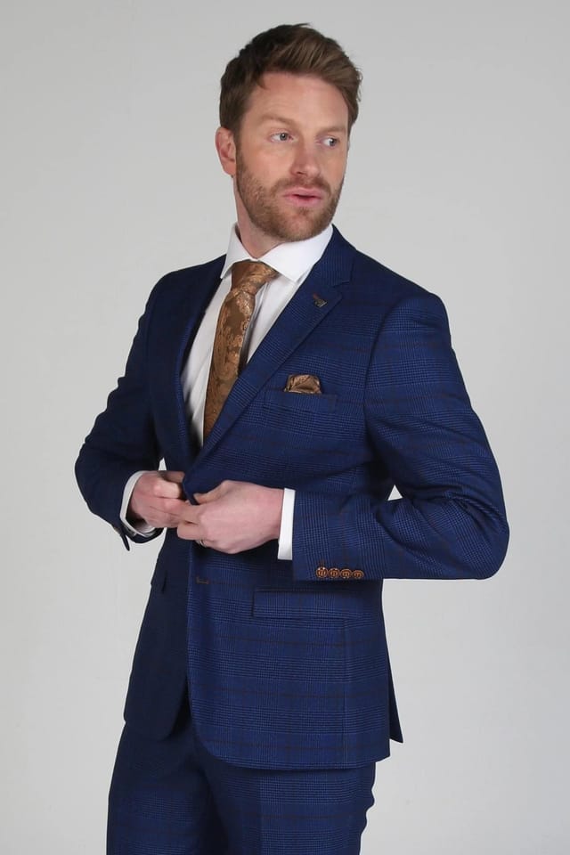 Paul Andrew Paul Andrew Men's Alex - Check Wedding Blazer in Navy - 2