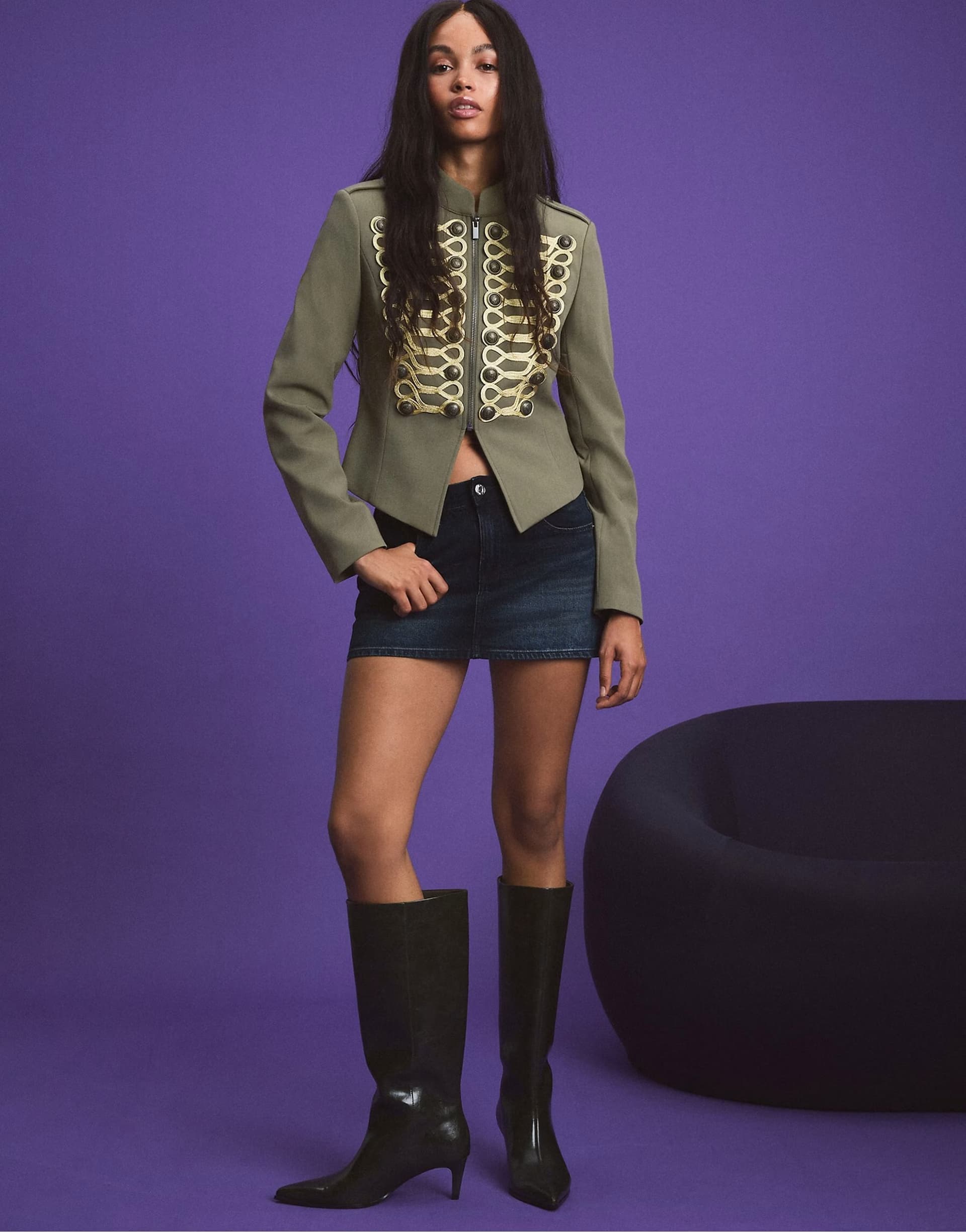 ASOS Stradivarius Metal button blazer in khaki
