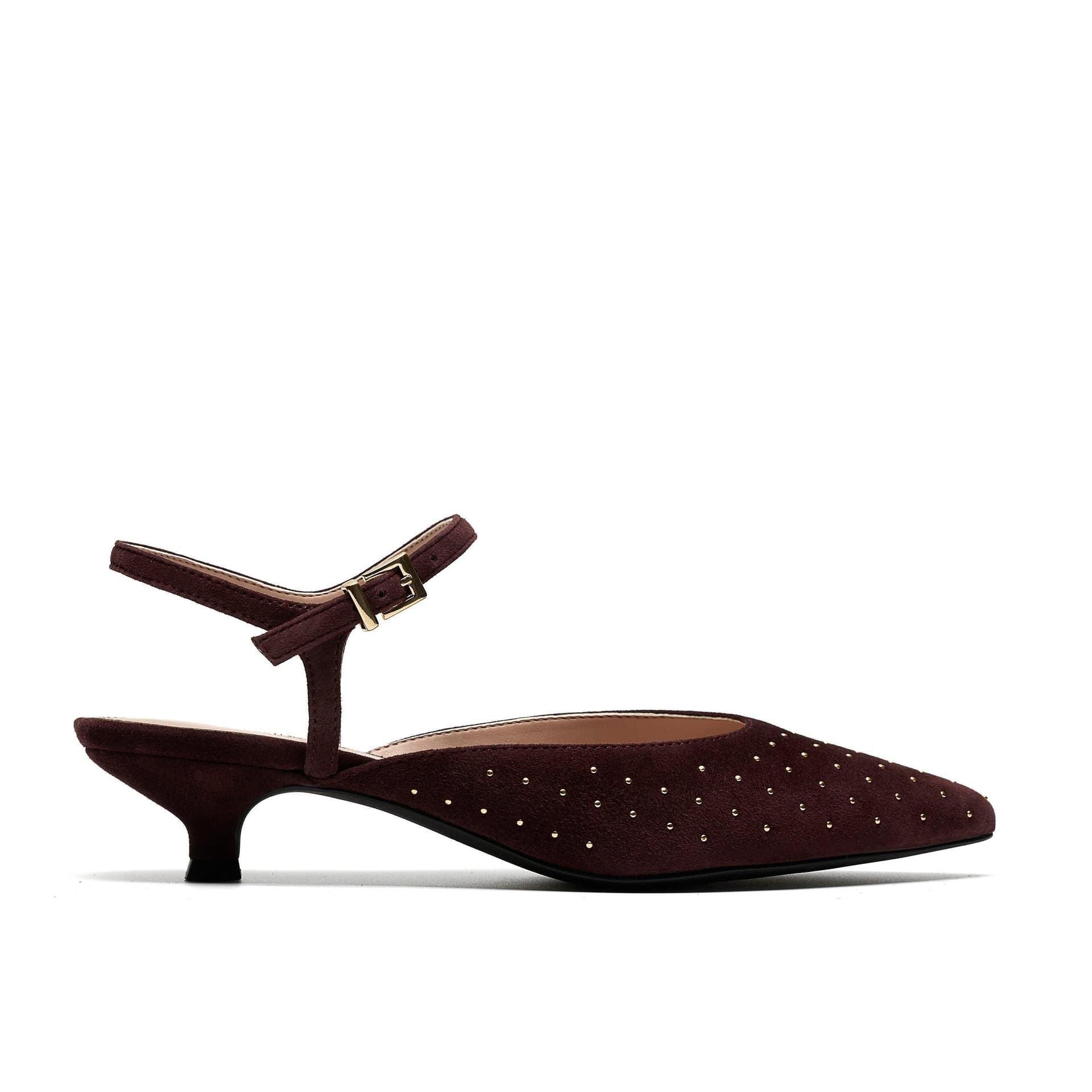 Clarks Clarks Women's Pisa Stud Brown Suede Court Shoes, Sling Back