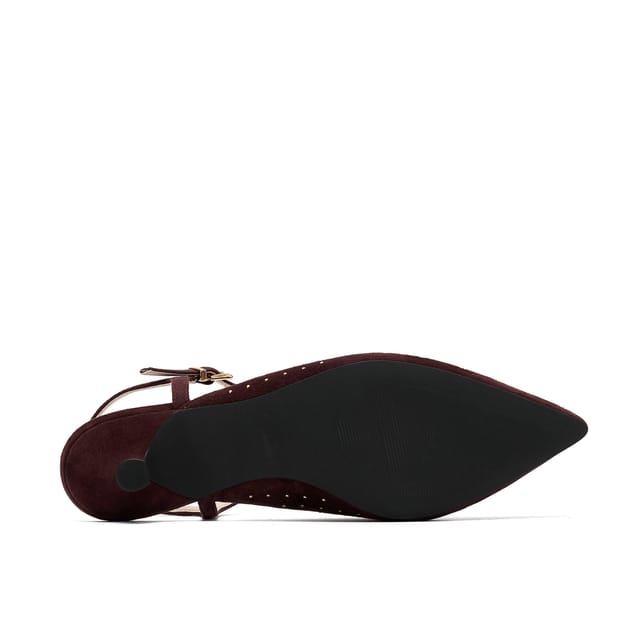 Clarks Clarks Women's Pisa Stud Brown Suede Court Shoes, Sling Back - 3