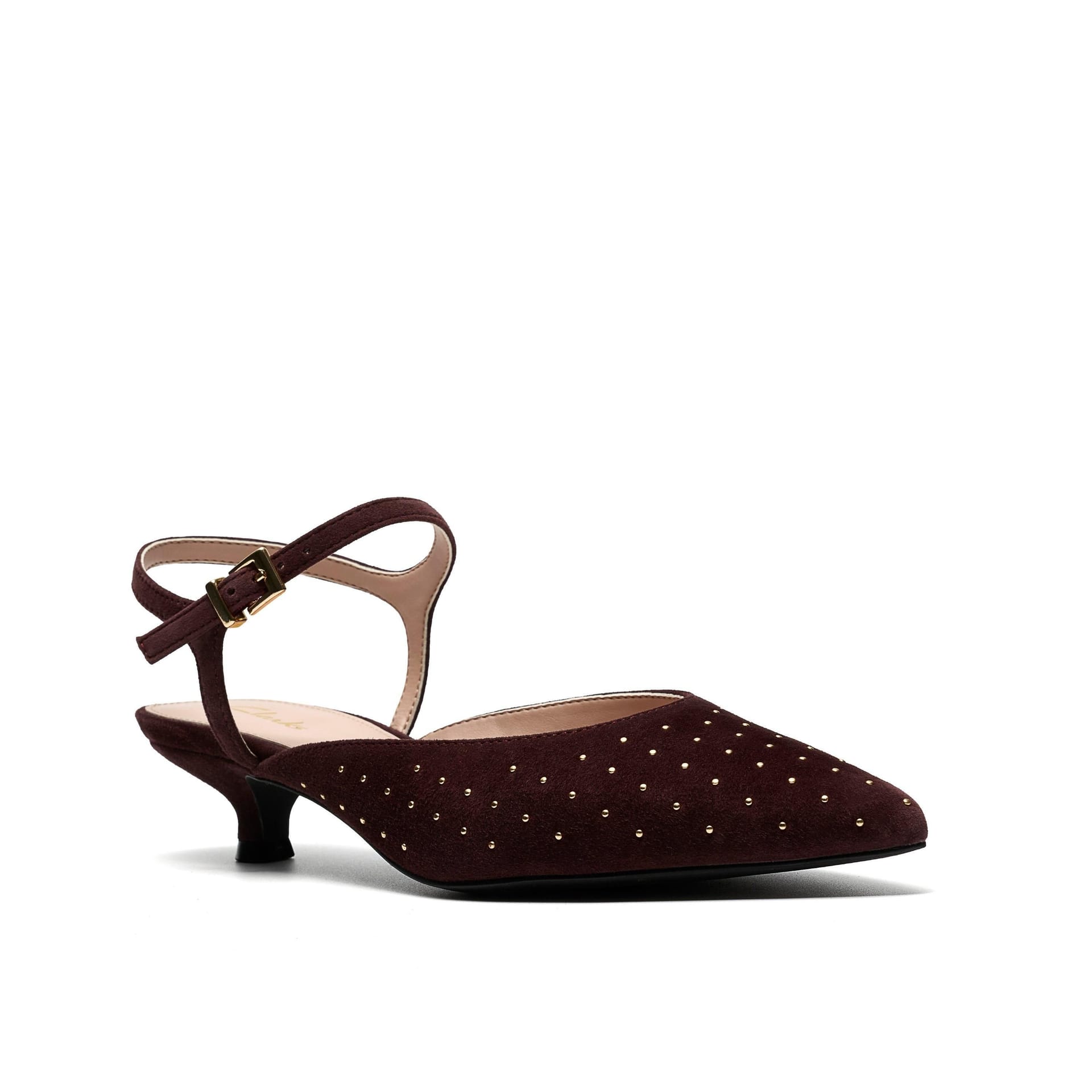 Clarks Clarks Women's Pisa Stud Brown Suede Court Shoes, Sling Back - 4