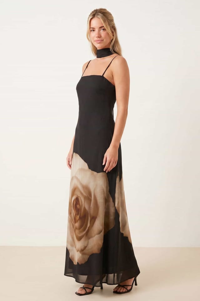 Style Cheat Style Cheat Women's Placement Scarf Print Dress in Black - 2