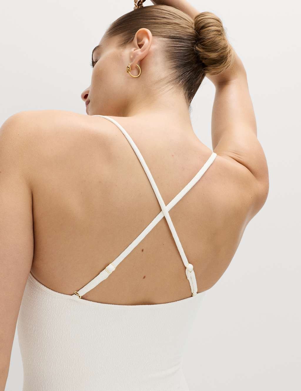 Marks & Spencer M&S U-Notch Textured Bandeau Swimsuit Ivory - 3