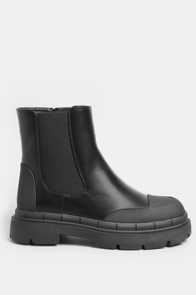 Yours Yours Women's Wide & Extra Wide Chunky High Chelsea Boots in Black - 3
