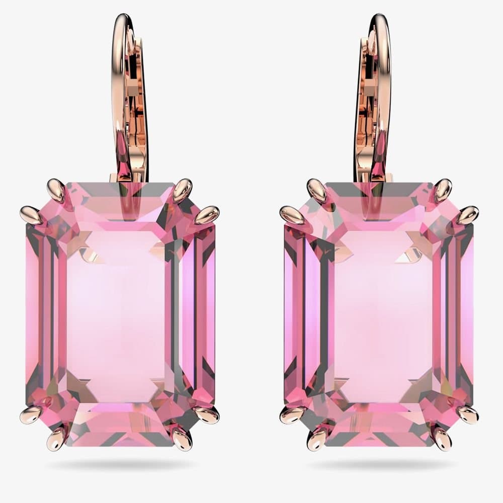 Swarovski Swarovski Pink Octagon Cut Dropper Earrings