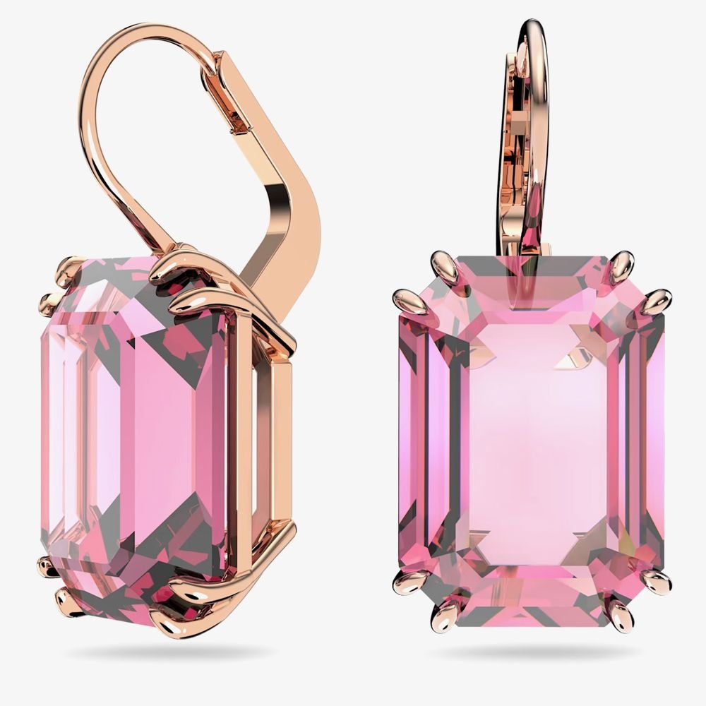 Swarovski Swarovski Women's Millenia Pink Octagon Cut Dropper Earrings 5619502 - 2