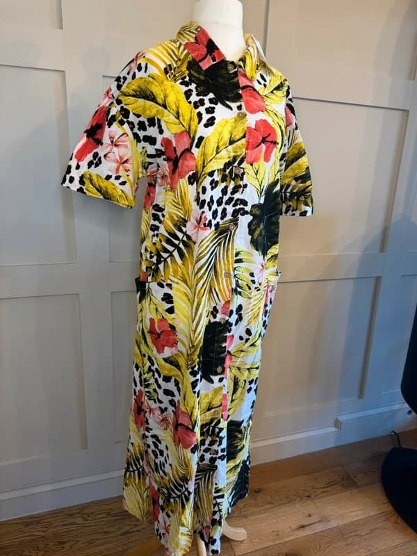Next BNWT Next Tropical Print Shirt Dress UK 10 – Summer Holiday Button Down Midi with Pockets