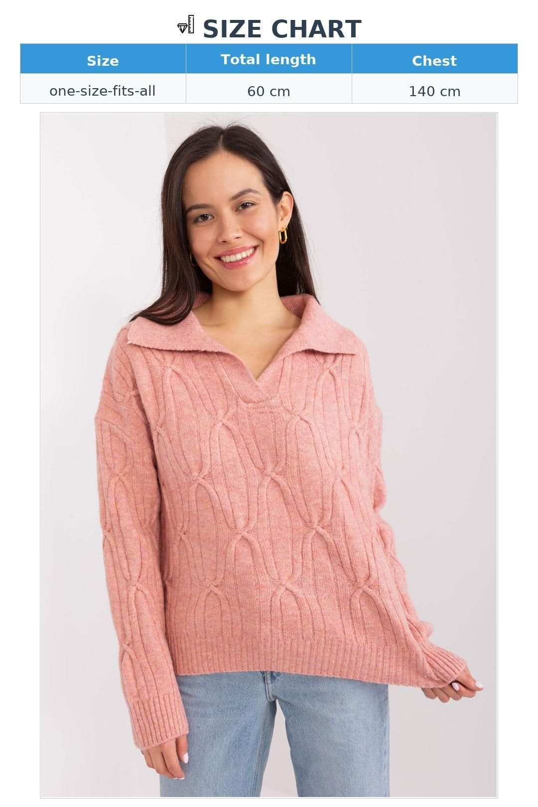 Love Lace Love Lace Women's Variegated Acrylic Long Sleeve Collared Sweater in Pink - 4