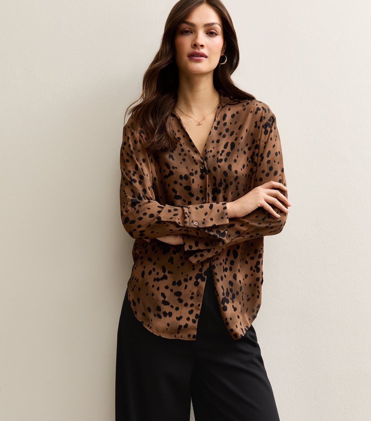 New Look Women's Tall Brown Bambi Speckled Shirt New Look