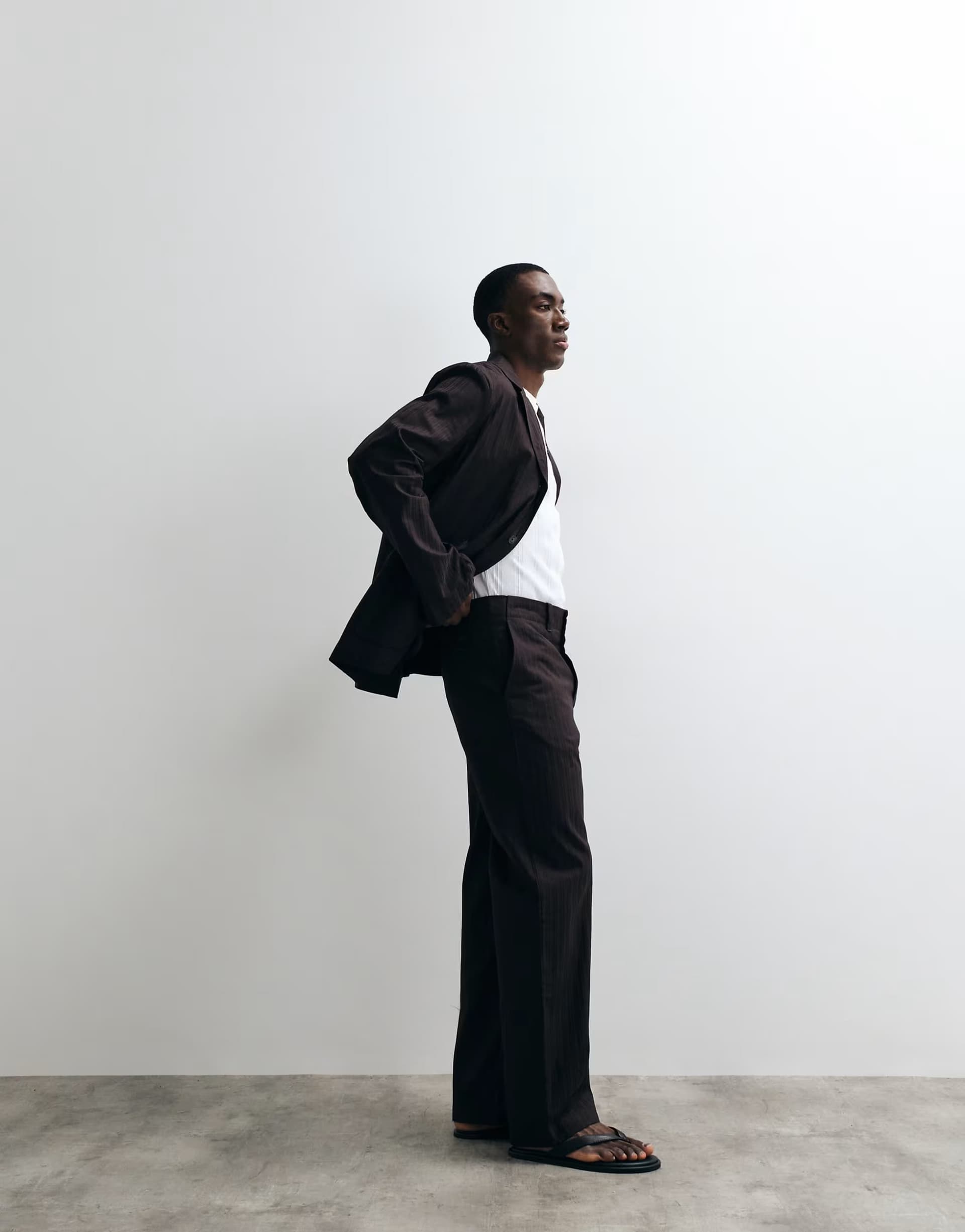 ASOS Lacoste co-ord plisse straight leg trouser in brown