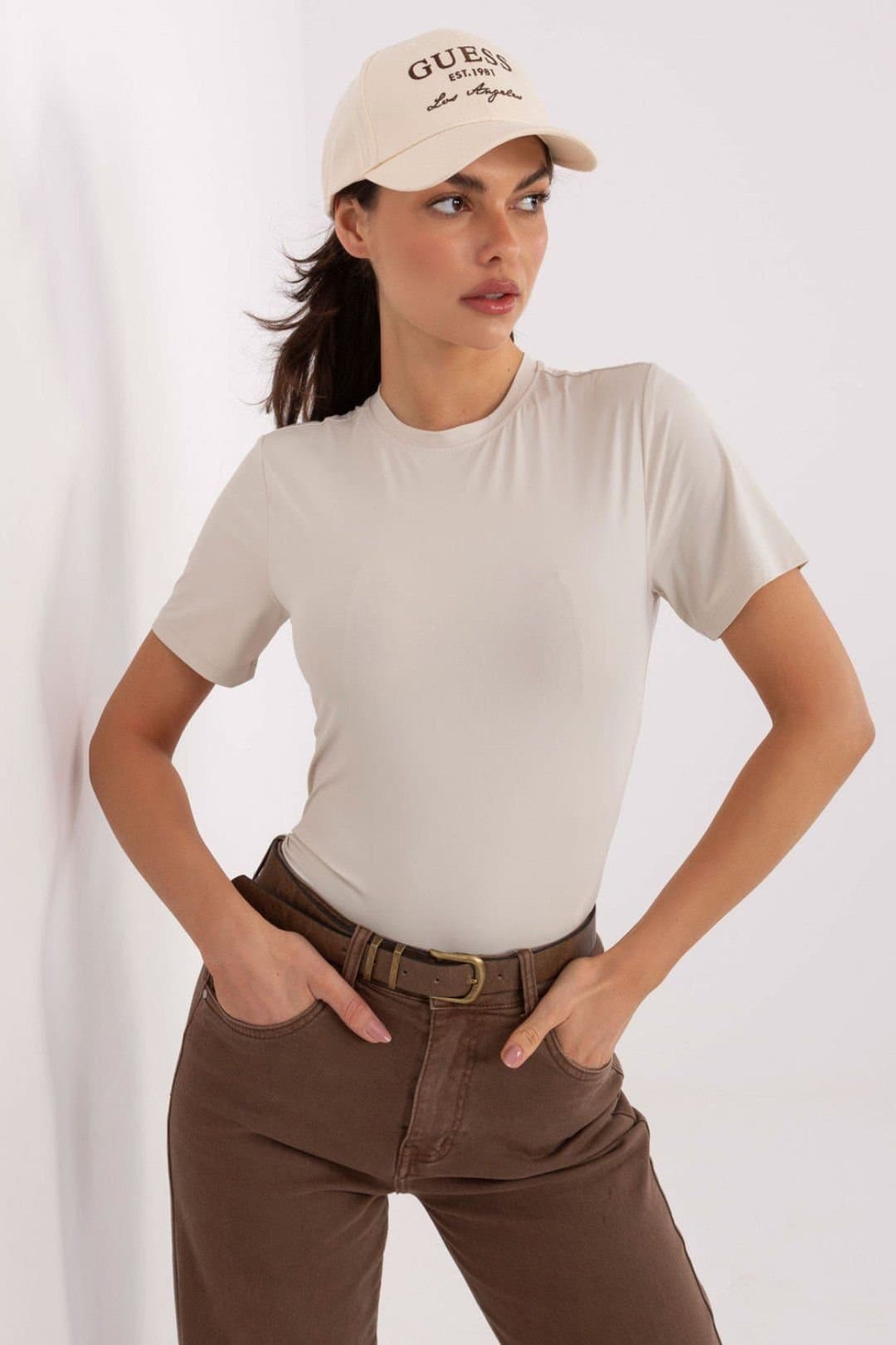 Love Lace Love Lace Beige Short Sleeve Casual Blouse