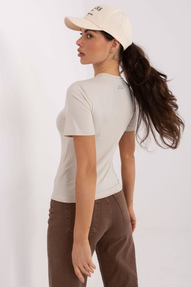 Love Lace Love Lace Women's Minimalist Short Sleeve Casual Blouse in Beige - 3