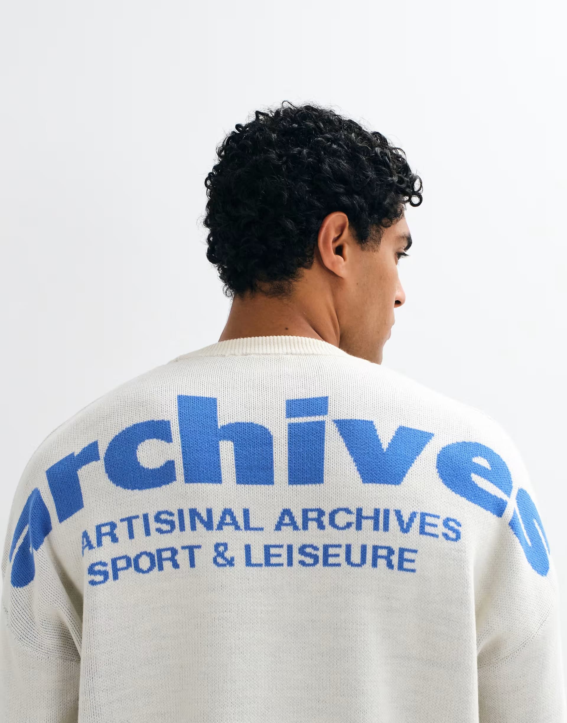ASOS ASOS DESIGN oversized knitted jumper with archives back print in ecru