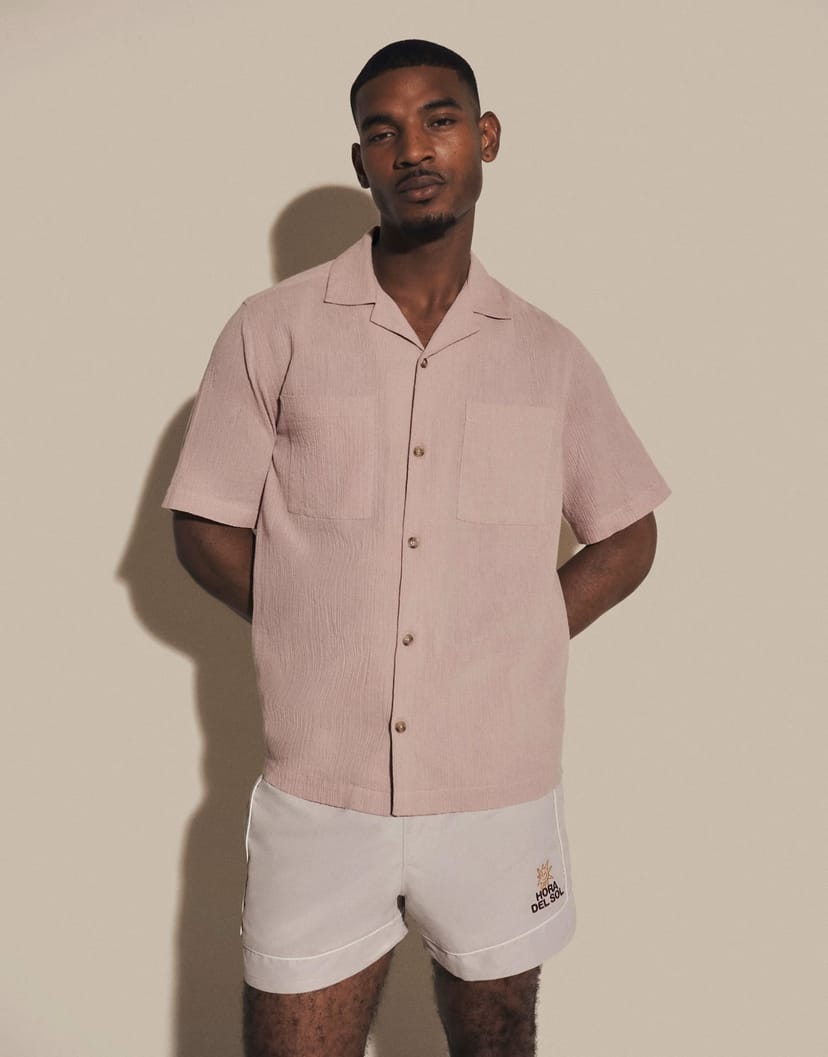 ASOS ASOS DESIGN co-ord relaxed revere crinkle texture shirt in pink - 1