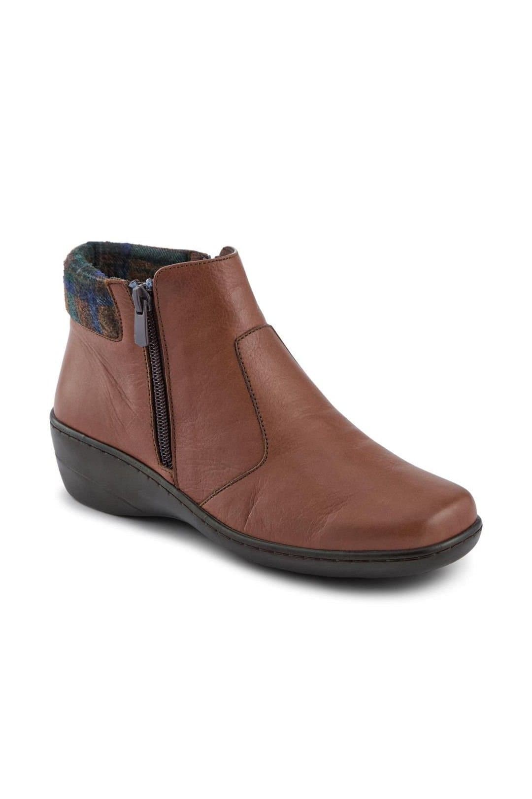 Pavers Pavers Women's Wide-Fit Leather Lightweight Ankle Boots in Tan