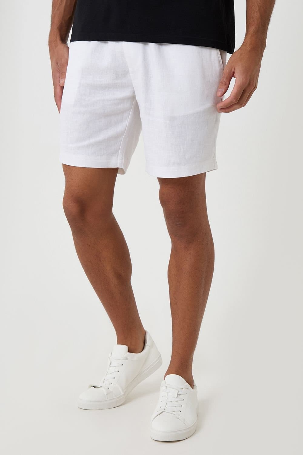 Threadbare Threadbare Men's Shorter Length Linen Blend Shorts in White