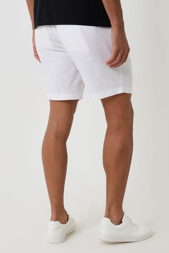 Threadbare Threadbare Men's Shorter Length Linen Blend Shorts in White - 2