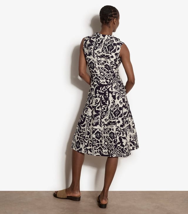 Apricot Women's Navy Tile Print Tie Front Shirt Dress Apricot New Look - 3