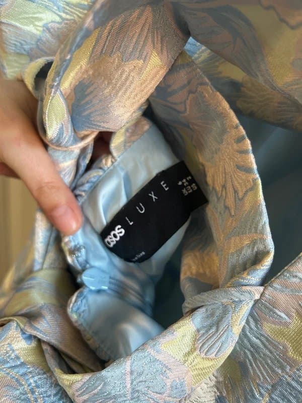 ASOS ASOS luxe jacquard Blue Fold rose mini corset dress