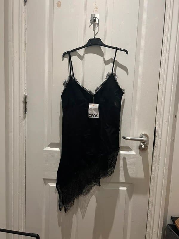 ASOS Black satin cami asymmetrical
