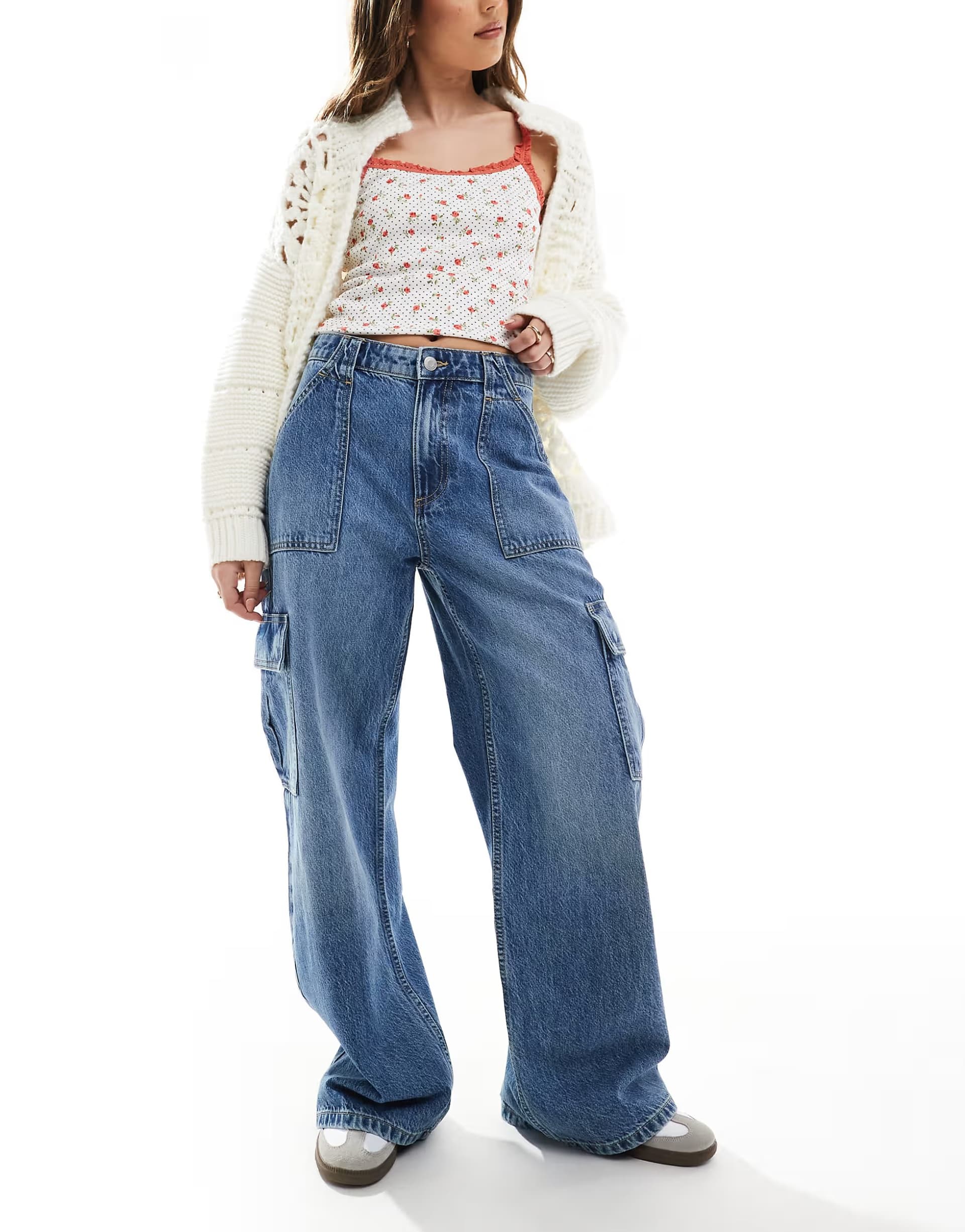 ASOS Cotton On Relaxed cargo jean in blue
