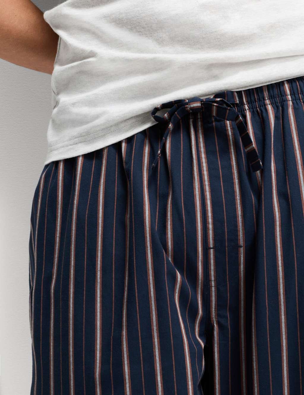 Marks & Spencer M&S Pure Cotton Striped Pyjama Set Grey Mix - 3