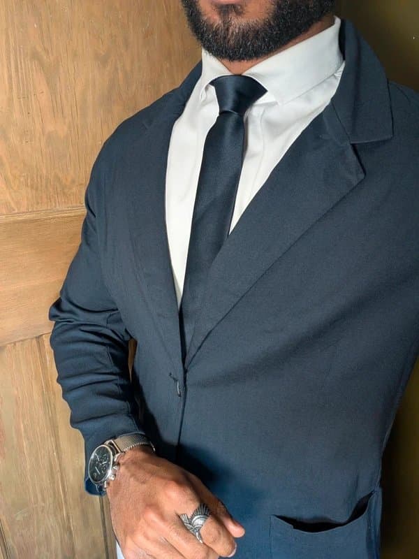 Ike Behar Mens Ike Behar Navy Blue Stretch Travel Sport Blazer - L (42UK)