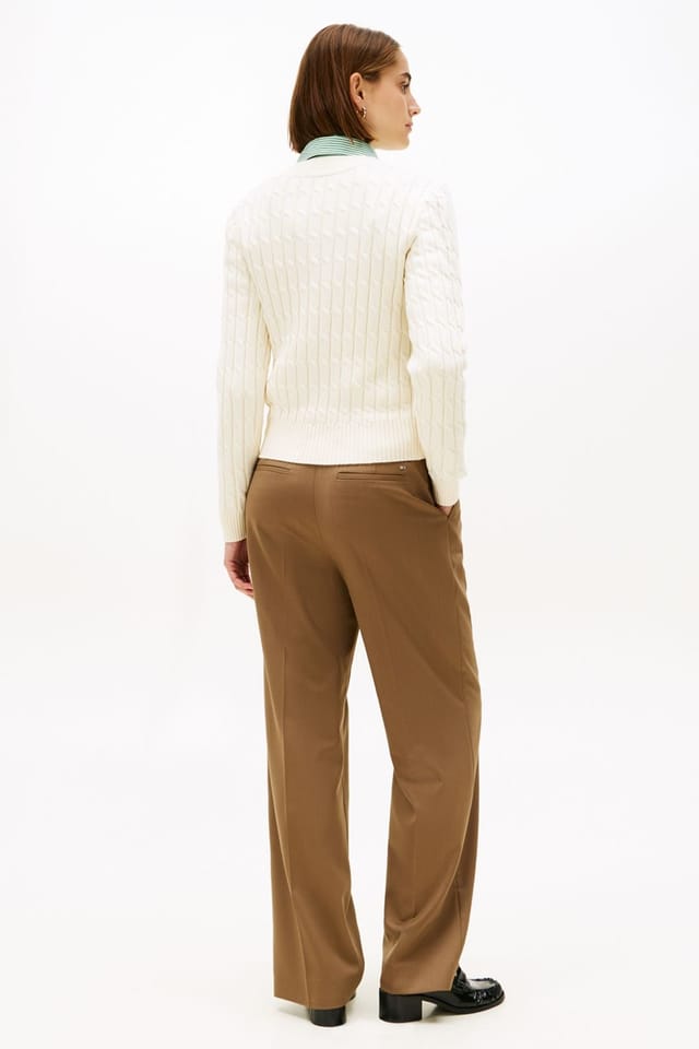 Tommy Hilfiger Tommy Hilfiger Women's Cable Knit Crew Cream - 2