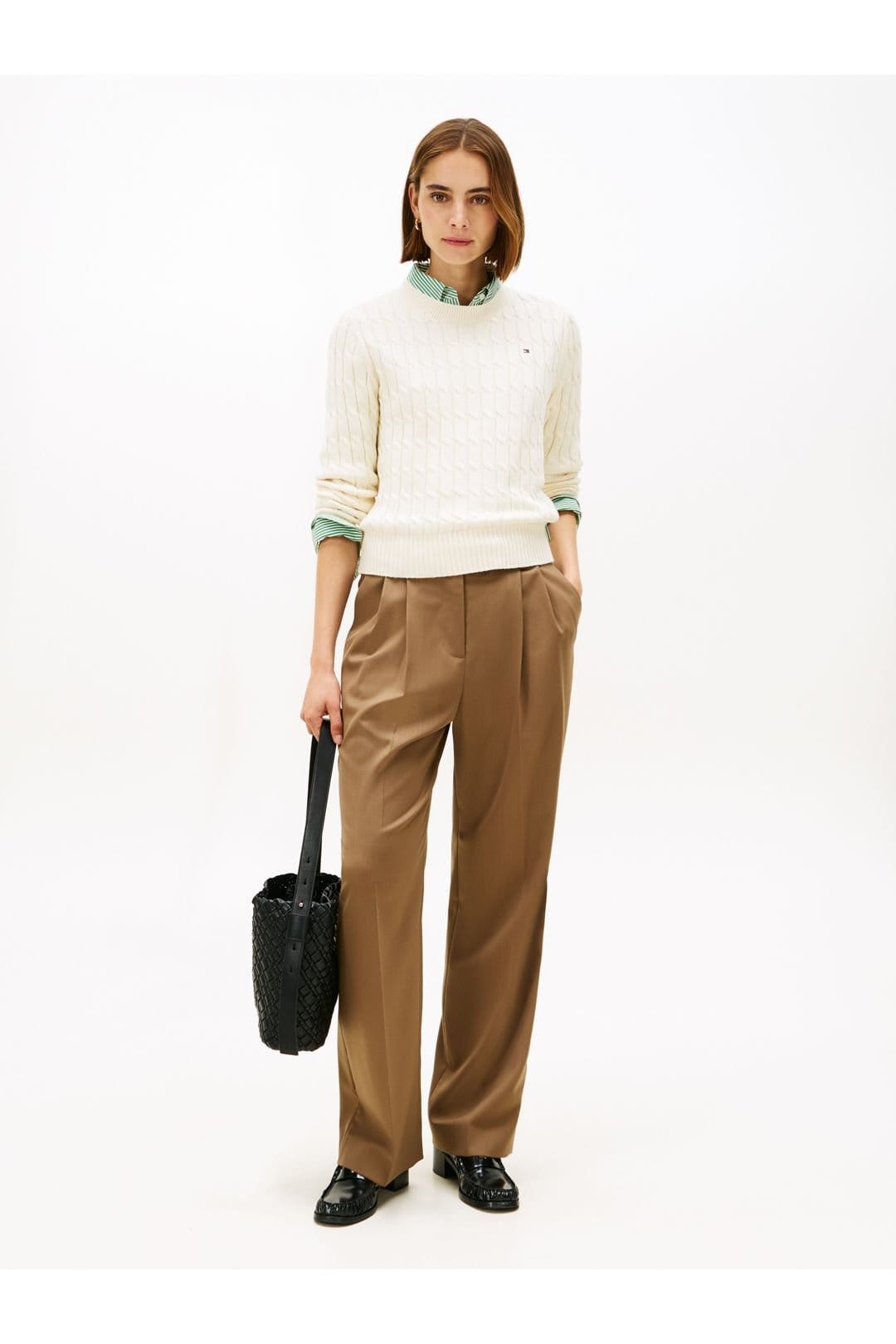Tommy Hilfiger Tommy Hilfiger Women's Cable Knit Crew Cream - 4