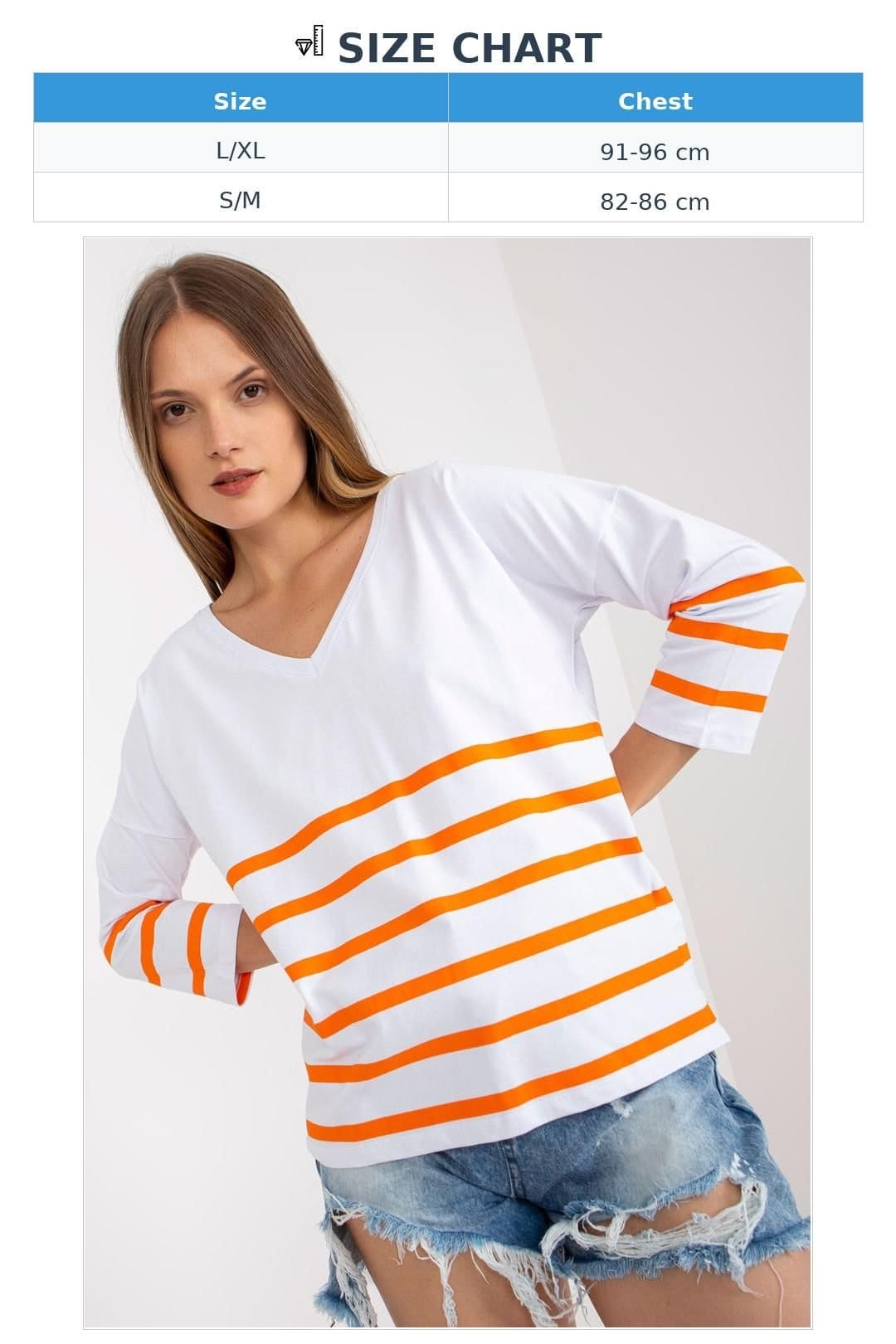 Love Lace Love Lace Women's Blouse 3/4 Sleeve Heart Striped in White - 4