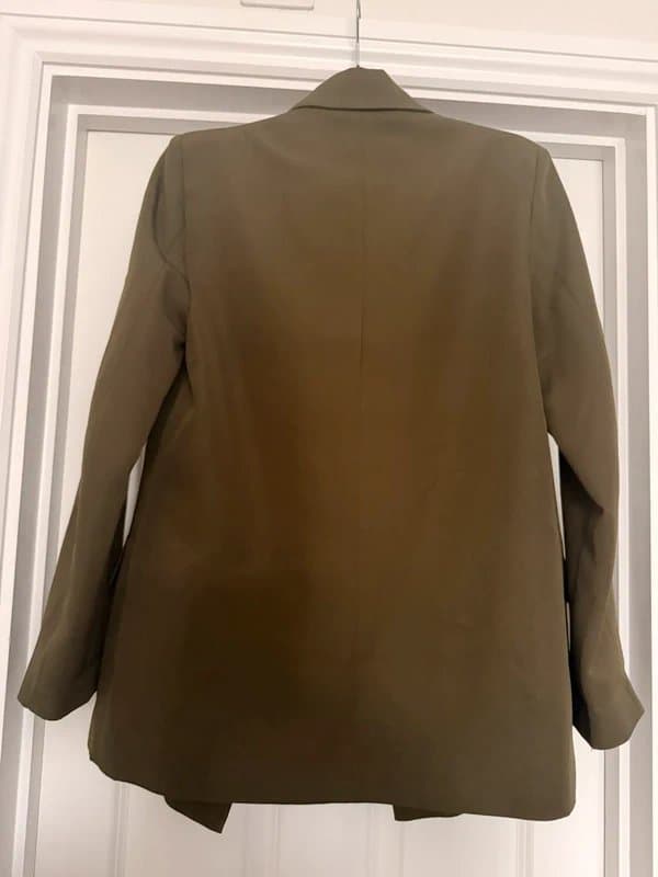 Never Fully Dressed Never Fully Dressed Khaki Green Satin Blazer Size 6