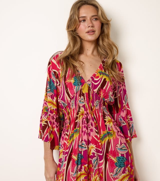 Blue Vanilla Women's Pink V-Neck Floral Print Maxi Dress Blue Vanilla New Look - 2