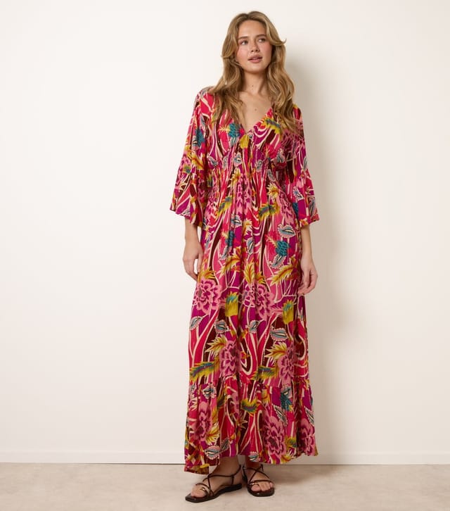 Blue Vanilla Women's Pink V-Neck Floral Print Maxi Dress Blue Vanilla New Look - 3