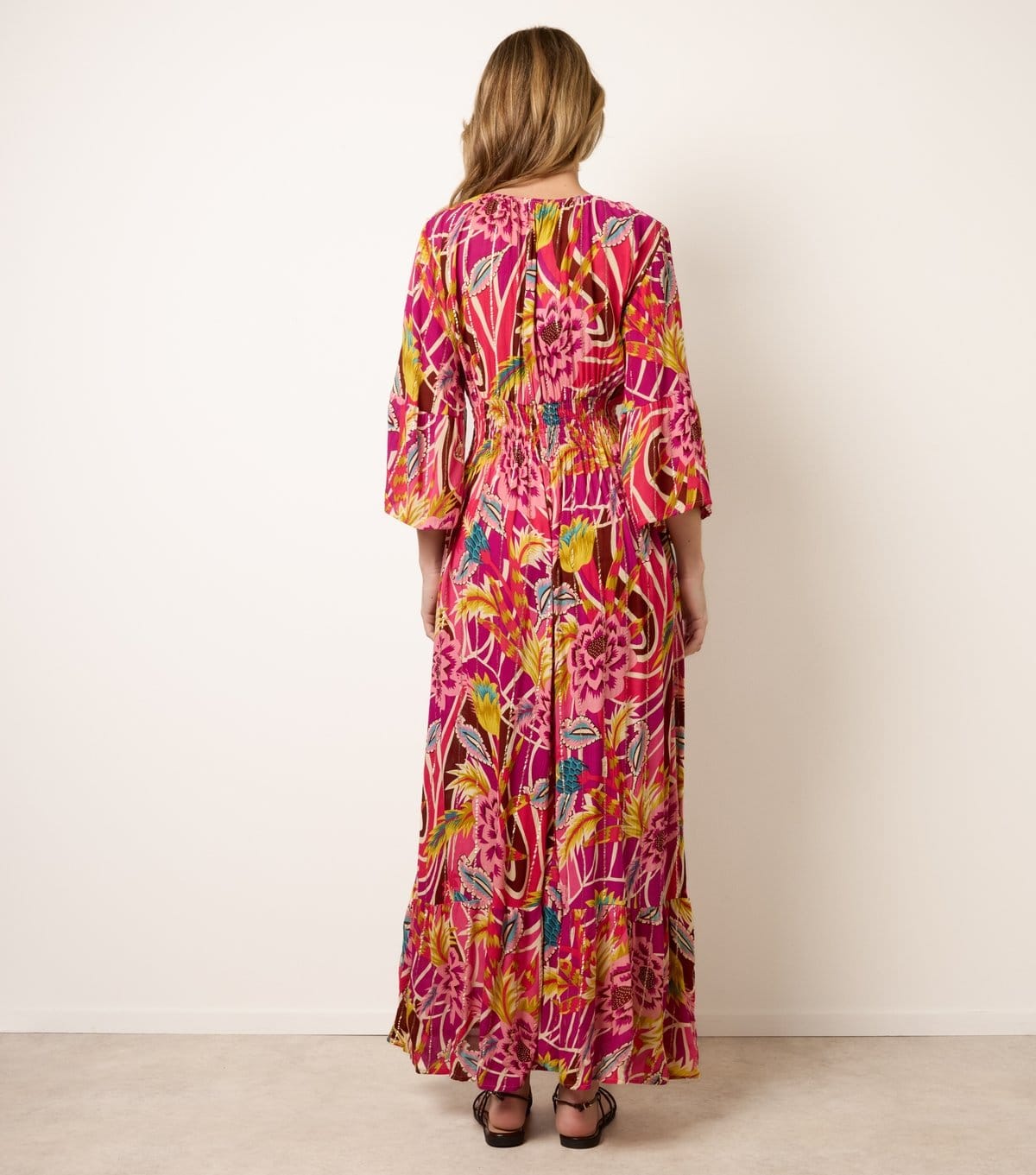 Blue Vanilla Women's Pink V-Neck Floral Print Maxi Dress Blue Vanilla New Look - 4