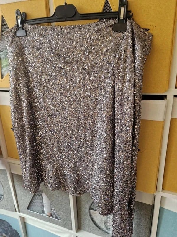 Never Fully Dressed Gunmetal Sequin Mini Skirt Size 18
