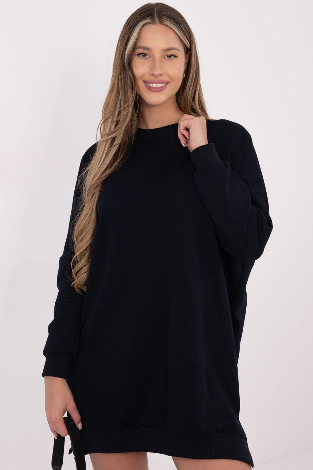 Love Lace Dark Navy Loose Cotton Sweatshirt Dress