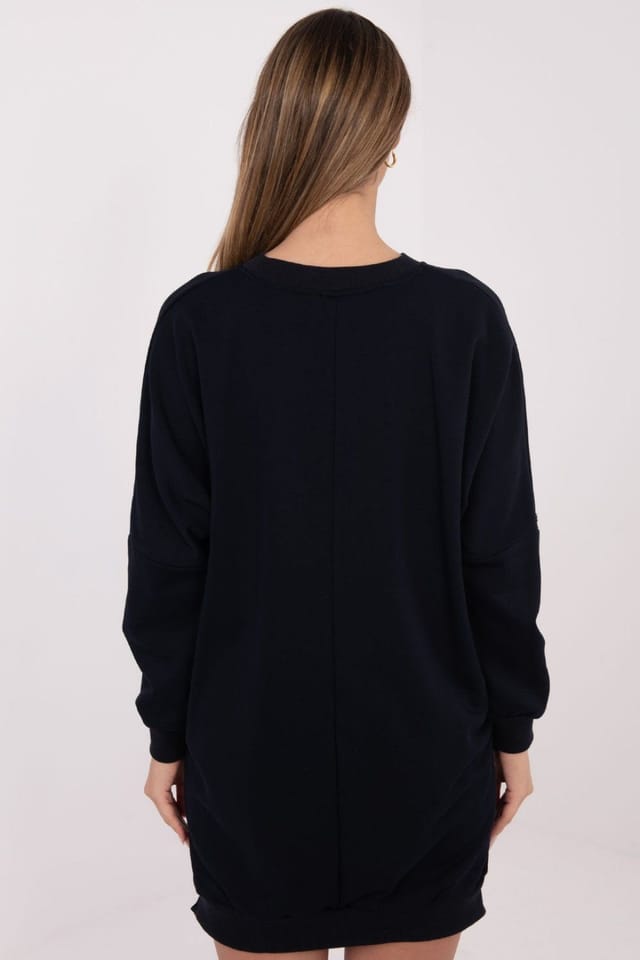 Love Lace Love Lace Women's Daydress Sweatshirt Dress Loose Cotton Roundneck in Dark Navy - 3