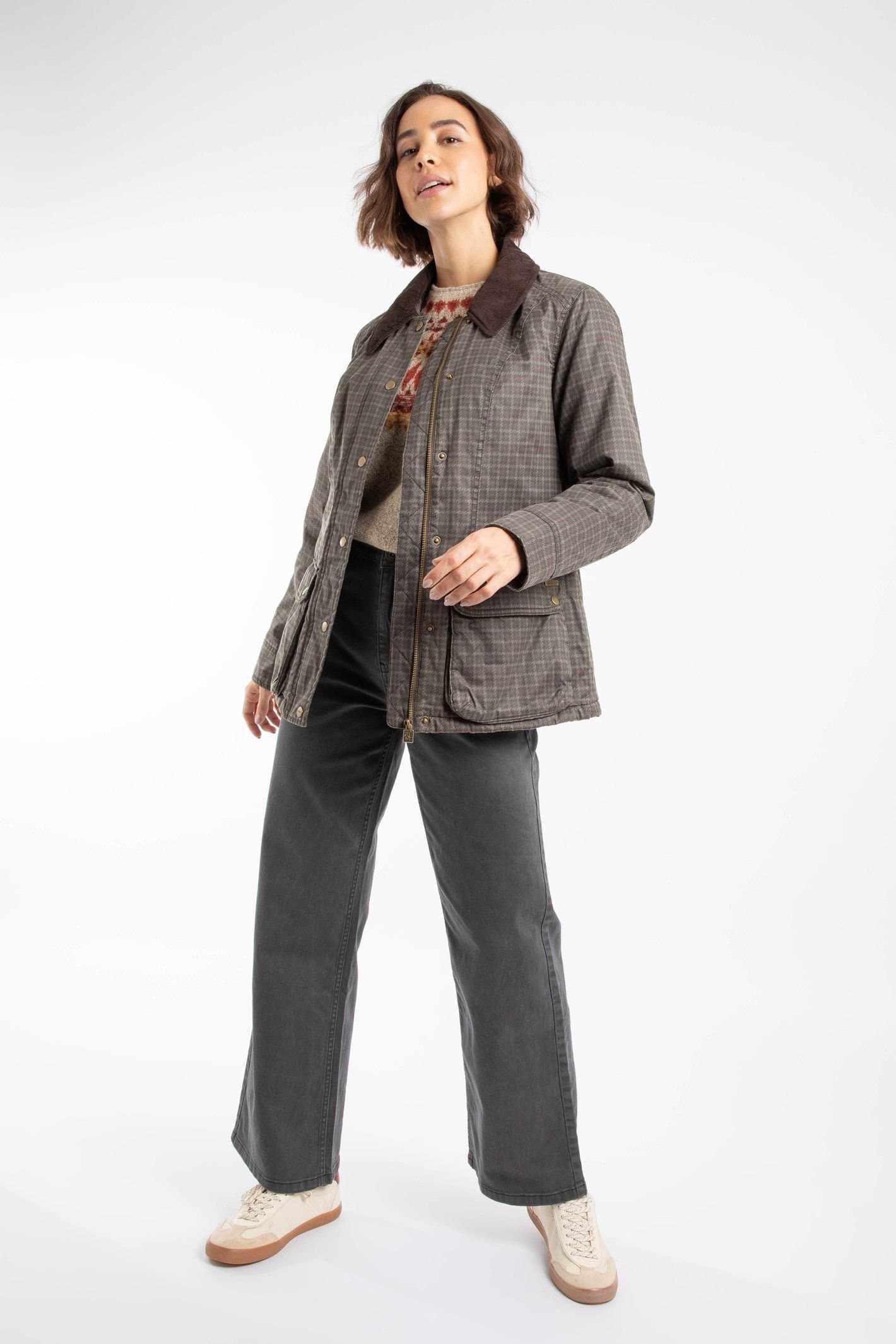 Weird Fish Weird Fish Women's Osanna Printed Wadded Country Jacket in Brown