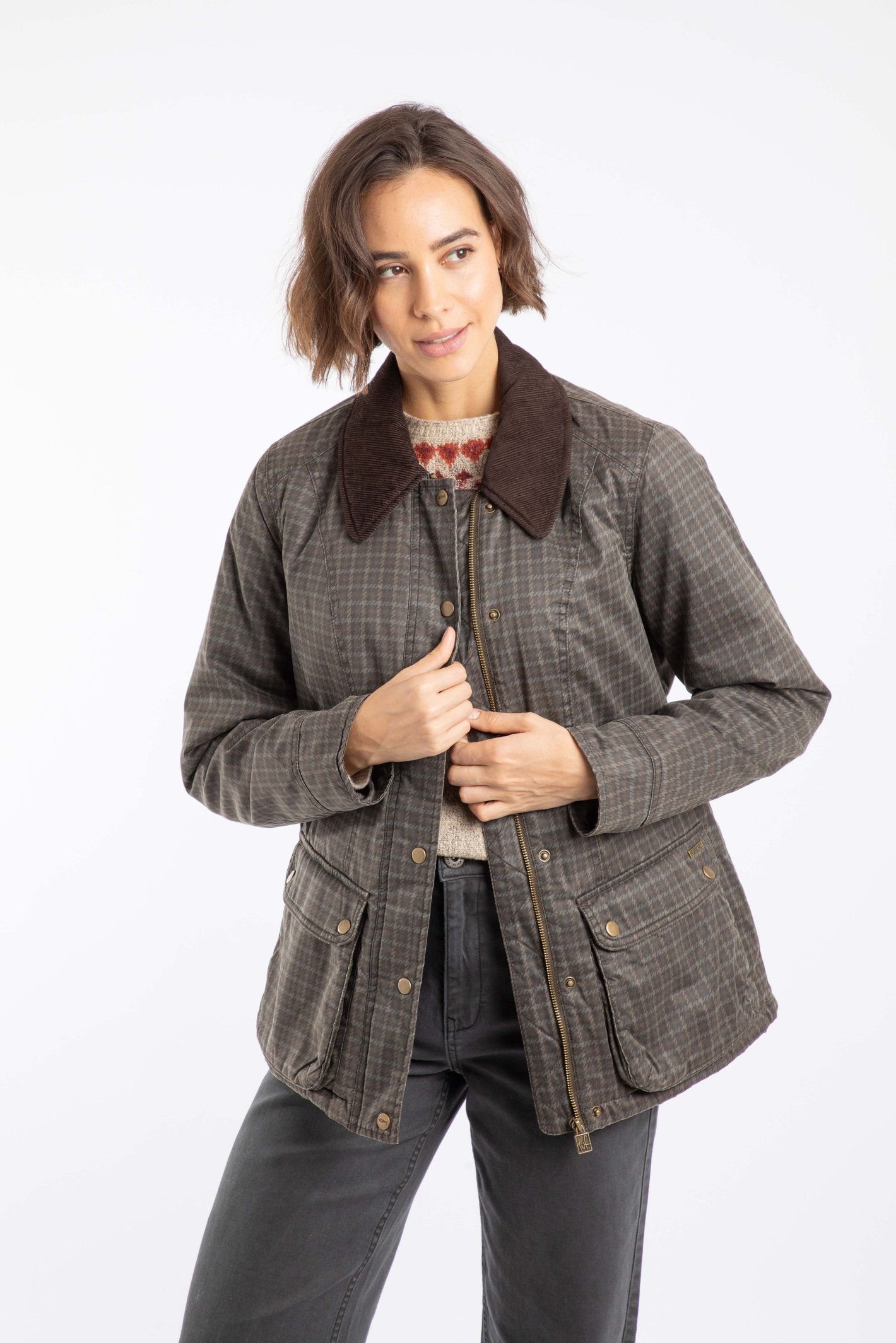 Weird Fish Weird Fish Women's Osanna Printed Wadded Country Jacket in Brown - 4