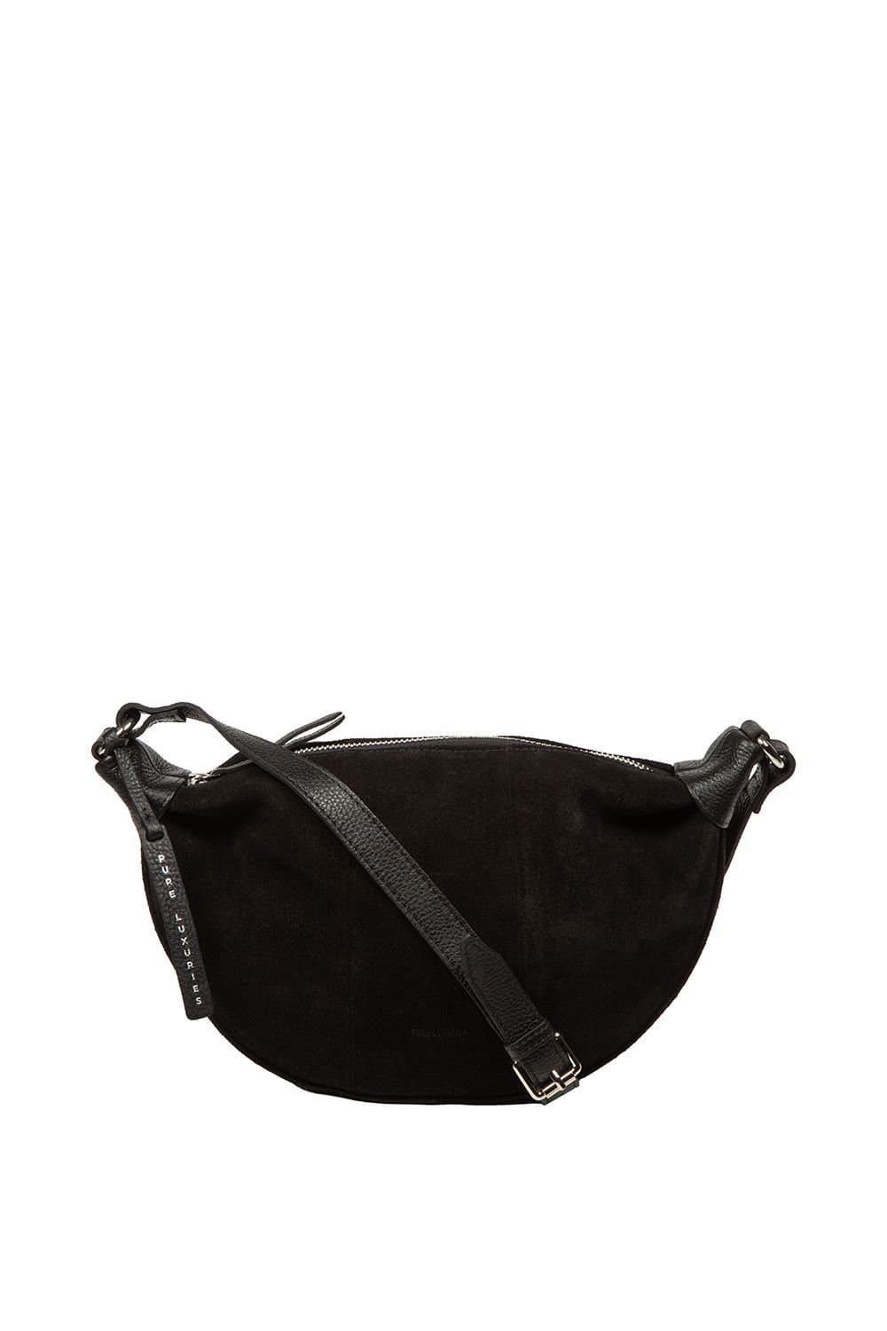 Pure Luxuries London Pure Luxuries London Women's 'Harper' Suede Cross Body Bag in Black