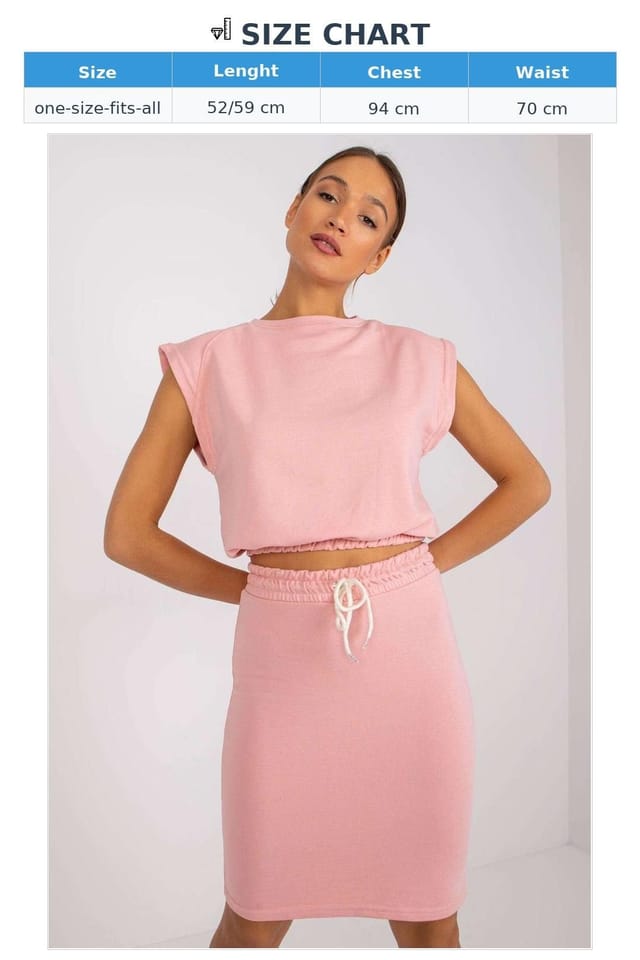 Love Lace Love Lace Women's Summer Blouse & Skirt Set with Tie Waist in Pink - 3