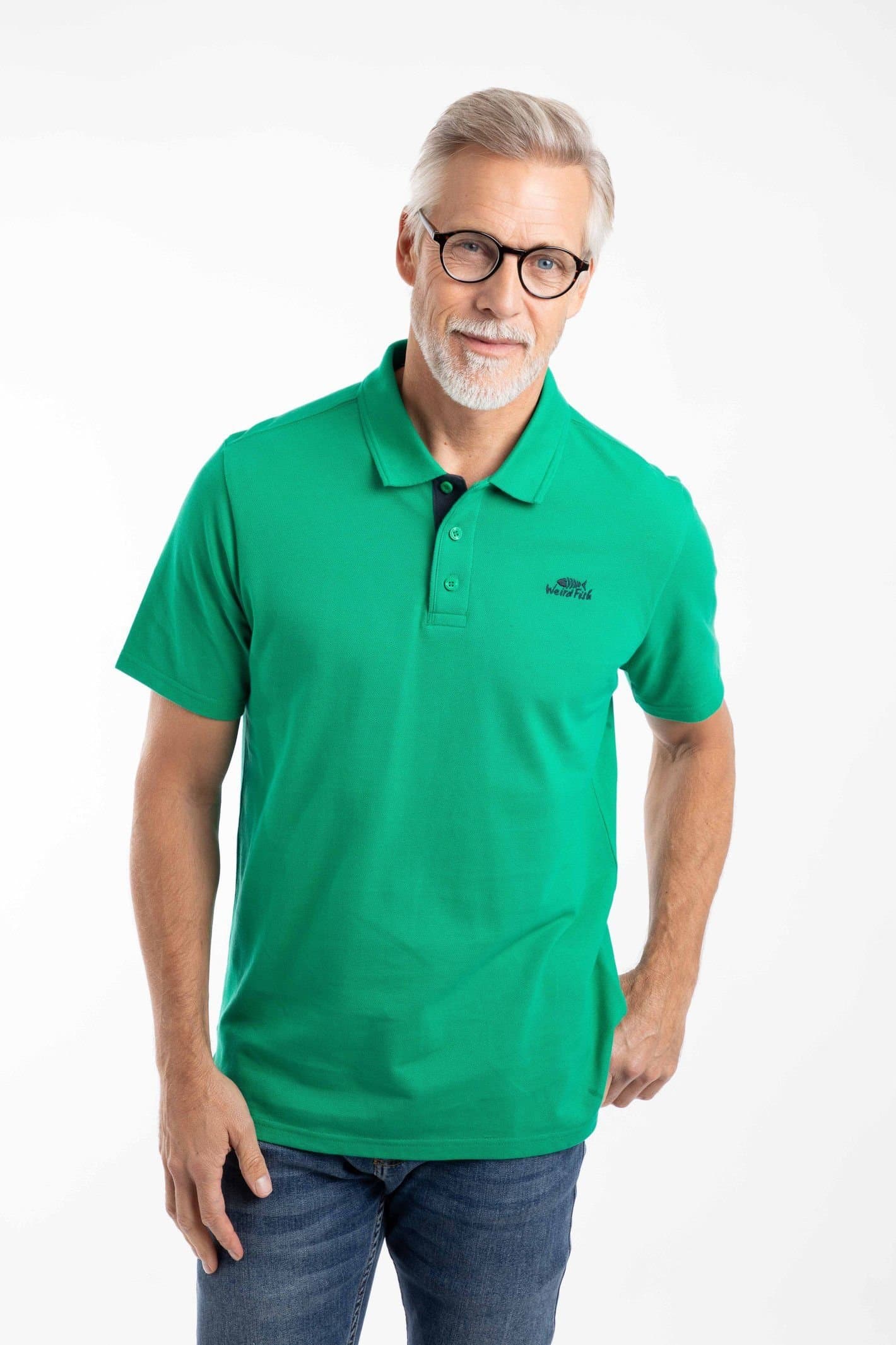 Weird Fish Weird Fish Men's Miles Pique Polo Shirt in Bright Green